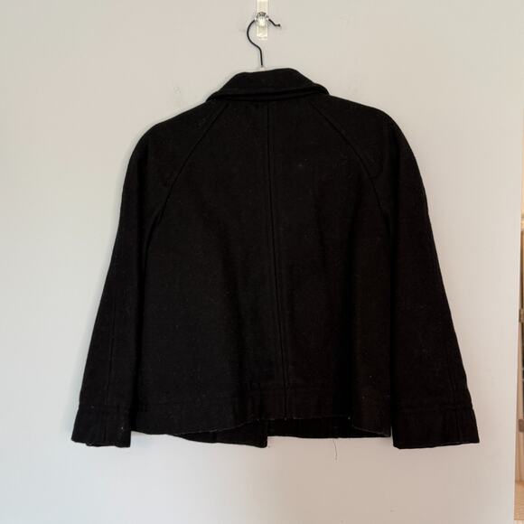 Gap Womens Y2K Wool Blend Coat Size Medium Black Preppy Winter Short Button - Picture 7 of 7